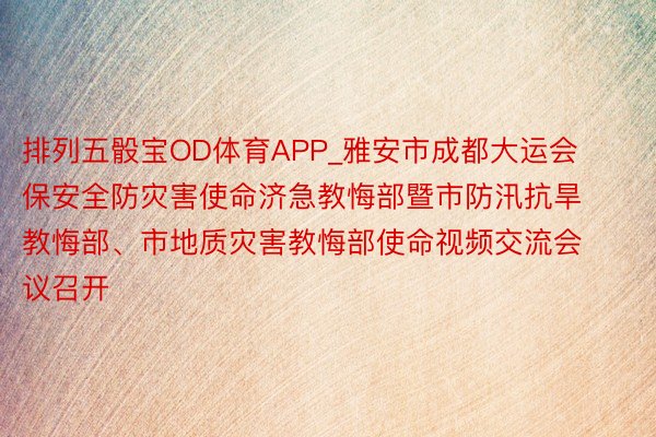 排列五骰宝OD体育APP_雅安市成都大运会保安全防灾害使命济急教悔部暨市防汛抗旱教悔部、市地质灾害教悔部使命视频交流会议召开