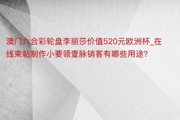 澳门六合彩轮盘李丽莎价值520元欧洲杯_在线柬帖制作小要领壹脉销客有哪些用途？