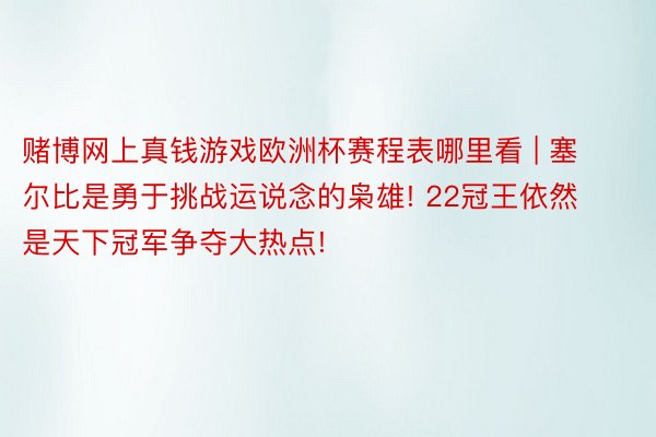 赌博网上真钱游戏欧洲杯赛程表哪里看 | 塞尔比是勇于挑战运说念的枭雄! 22冠王依然是天下冠军争夺大热点!