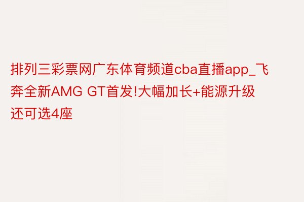 排列三彩票网广东体育频道cba直播app_飞奔全新AMG GT首发!大幅加长+能源升级 还可选4座