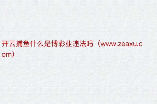 开云捕鱼什么是博彩业违法吗（www.zeaxu.com）