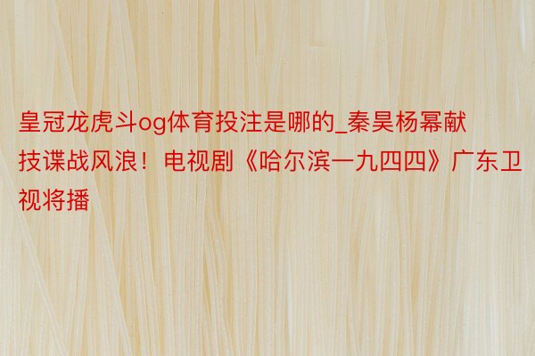 皇冠龙虎斗og体育投注是哪的_秦昊杨幂献技谍战风浪！电视剧《哈尔滨一九四四》广东卫视将播