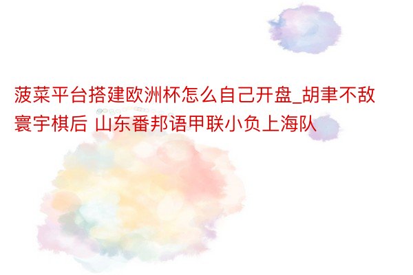 菠菜平台搭建欧洲杯怎么自己开盘_胡聿不敌寰宇棋后 山东番邦语甲联小负上海队